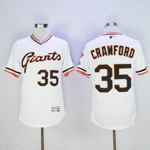 Giants #35 Brandon Crawford White Flexbase Authentic Collection Cooperstown Stitched MLB Jersey - Click Image to Close